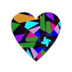 Trippy Blocks, Dotted Geometric Pattern Heart Magnet