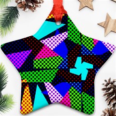 Trippy Blocks, Dotted Geometric Pattern Star Ornament (two Sides) by Casemiro