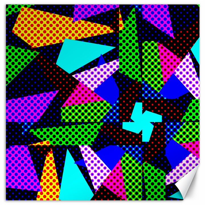 Trippy blocks, dotted geometric pattern Canvas 16  x 16 