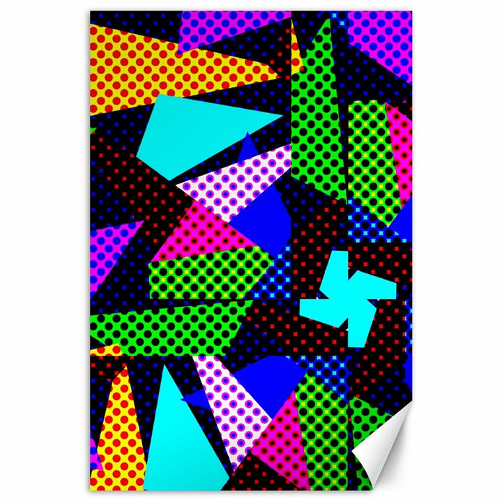 Trippy blocks, dotted geometric pattern Canvas 24  x 36 