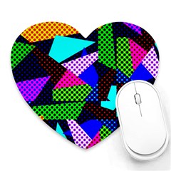 Trippy Blocks, Dotted Geometric Pattern Heart Mousepads by Casemiro