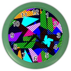 Trippy Blocks, Dotted Geometric Pattern Color Wall Clock by Casemiro