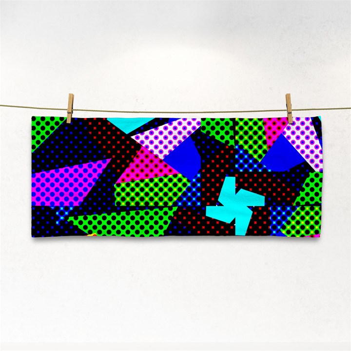 Trippy blocks, dotted geometric pattern Hand Towel