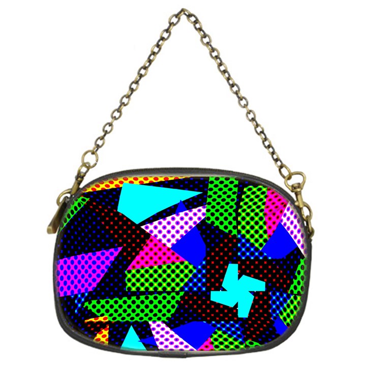 Trippy blocks, dotted geometric pattern Chain Purse (One Side)