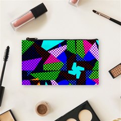 Trippy Blocks, Dotted Geometric Pattern Cosmetic Bag (small) by Casemiro