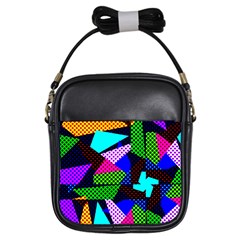 Trippy Blocks, Dotted Geometric Pattern Girls Sling Bag