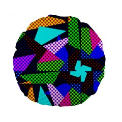 Trippy Blocks, Dotted Geometric Pattern Standard 15  Premium Round Cushions by Casemiro