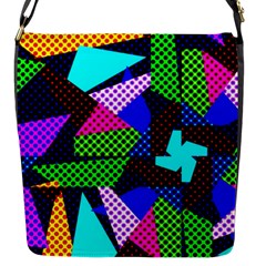 Trippy Blocks, Dotted Geometric Pattern Flap Closure Messenger Bag (s) by Casemiro