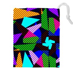 Trippy Blocks, Dotted Geometric Pattern Drawstring Pouch (4xl) by Casemiro