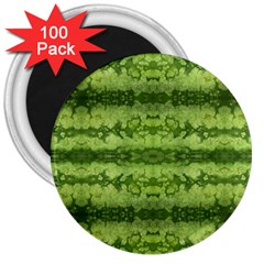 Watermelon Pattern, Fruit Skin In Green Colors 3  Magnets (100 Pack)