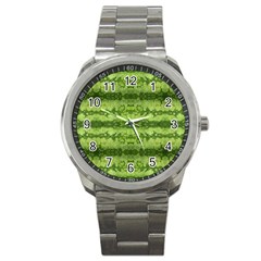 Watermelon Pattern, Fruit Skin In Green Colors Sport Metal Watch by Casemiro