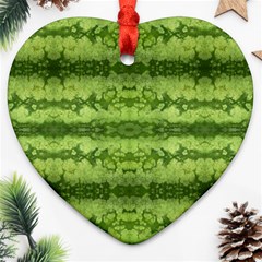 Watermelon Pattern, Fruit Skin In Green Colors Heart Ornament (two Sides) by Casemiro