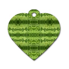 Watermelon Pattern, Fruit Skin In Green Colors Dog Tag Heart (one Side)