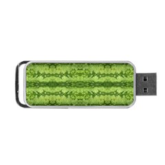 Watermelon Pattern, Fruit Skin In Green Colors Portable Usb Flash (two Sides) by Casemiro