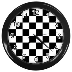 Chess Board Background Design Wall Clock (black)