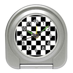 Chess Board Background Design Travel Alarm Clock