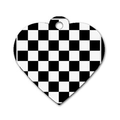 Chess Board Background Design Dog Tag Heart (two Sides) by Vaneshart