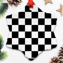 Chess Board Background Design Snowflake Ornament (two Sides) by Vaneshart