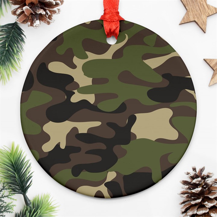 Texture military camouflage-repeats seamless army green hunting Ornament (Round)