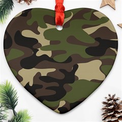 Texture Military Camouflage-repeats Seamless Army Green Hunting Ornament (heart) by Vaneshart