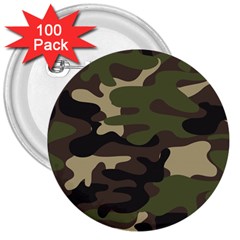 Texture Military Camouflage-repeats Seamless Army Green Hunting 3  Buttons (100 Pack)  by Vaneshart