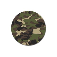 Texture Military Camouflage-repeats Seamless Army Green Hunting Magnet 3  (round) by Vaneshart