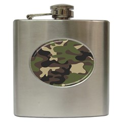 Texture Military Camouflage-repeats Seamless Army Green Hunting Hip Flask (6 Oz) by Vaneshart