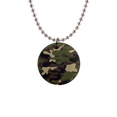 Texture Military Camouflage-repeats Seamless Army Green Hunting 1  Button Necklace by Vaneshart