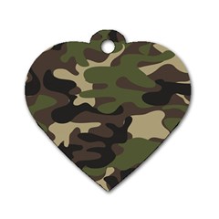 Texture Military Camouflage-repeats Seamless Army Green Hunting Dog Tag Heart (one Side) by Vaneshart