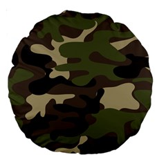 Texture Military Camouflage-repeats Seamless Army Green Hunting Large 18  Premium Round Cushions by Vaneshart