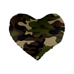 Texture Military Camouflage-repeats Seamless Army Green Hunting Standard 16  Premium Heart Shape Cushions by Vaneshart