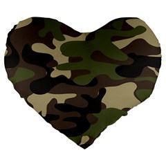 Texture Military Camouflage-repeats Seamless Army Green Hunting Large 19  Premium Flano Heart Shape Cushions by Vaneshart