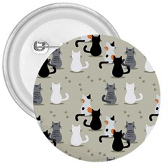 Cute Cat Seamless Pattern 3  Buttons by Vaneshart