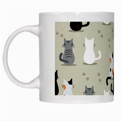 Cute Cat Seamless Pattern White Mugs by Vaneshart