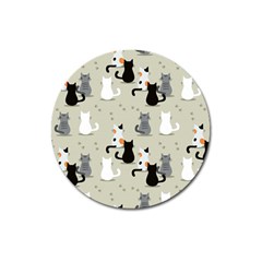 Cute Cat Seamless Pattern Magnet 3  (round) by Vaneshart