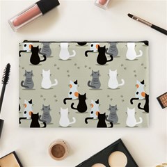 Cute Cat Seamless Pattern Cosmetic Bag (large)