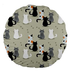 Cute Cat Seamless Pattern Large 18  Premium Round Cushions by Vaneshart