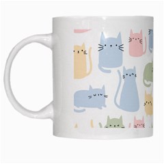 Cute Cat Colorful Cartoon Doodle Seamless Pattern White Mugs