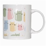 Cute cat colorful cartoon doodle seamless pattern White Mugs Right