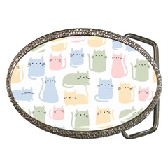 Cute Cat Colorful Cartoon Doodle Seamless Pattern Belt Buckles by Vaneshart