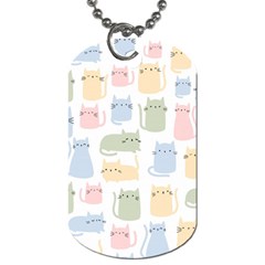 Cute Cat Colorful Cartoon Doodle Seamless Pattern Dog Tag (one Side) by Vaneshart