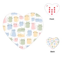 Cute Cat Colorful Cartoon Doodle Seamless Pattern Playing Cards Single Design (heart) by Vaneshart