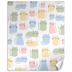 Cute Cat Colorful Cartoon Doodle Seamless Pattern Canvas 16  X 20  by Vaneshart