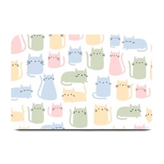 Cute Cat Colorful Cartoon Doodle Seamless Pattern Plate Mats by Vaneshart