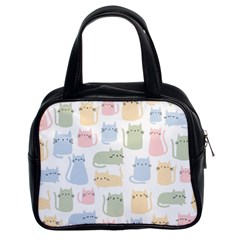 Cute Cat Colorful Cartoon Doodle Seamless Pattern Classic Handbag (two Sides) by Vaneshart