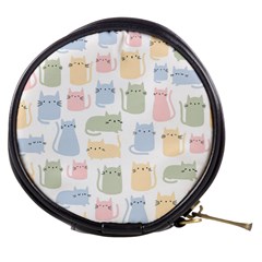 Cute Cat Colorful Cartoon Doodle Seamless Pattern Mini Makeup Bag by Vaneshart