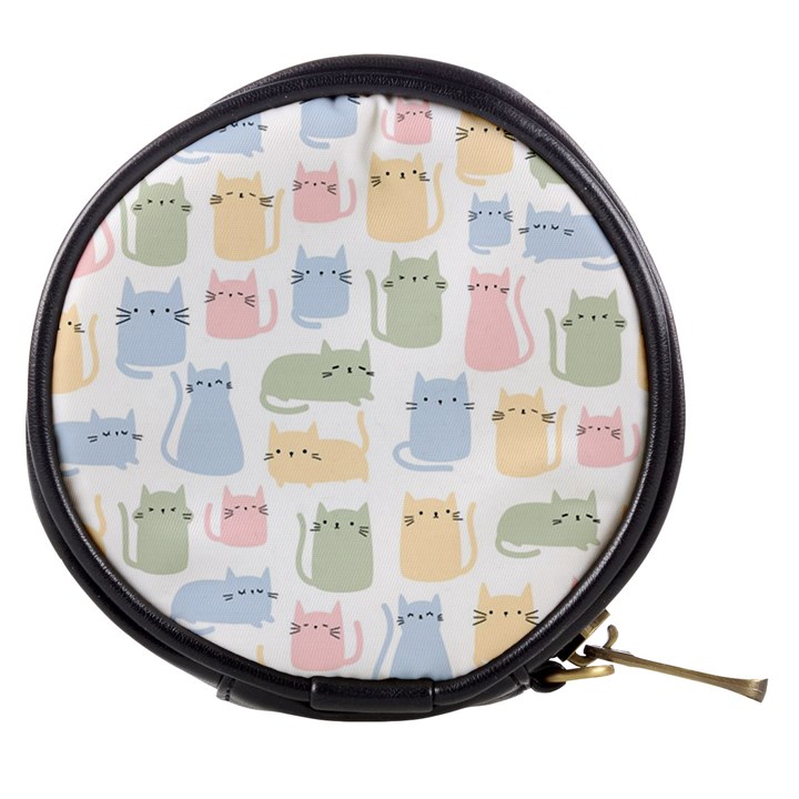 Cute cat colorful cartoon doodle seamless pattern Mini Makeup Bag