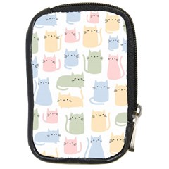 Cute Cat Colorful Cartoon Doodle Seamless Pattern Compact Camera Leather Case by Vaneshart