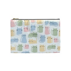 Cute Cat Colorful Cartoon Doodle Seamless Pattern Cosmetic Bag (medium) by Vaneshart