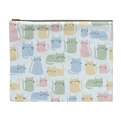 Cute Cat Colorful Cartoon Doodle Seamless Pattern Cosmetic Bag (xl)